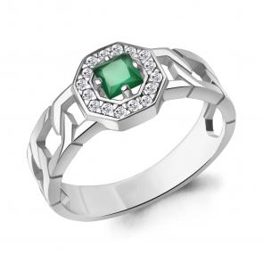 Серебряное кольцо AQUAMARINE с фианитом и агатом А65018609А фото