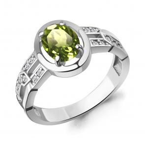 Серебряное кольцо AQUAMARINE с фианитом и хризолитом А65018807А фото