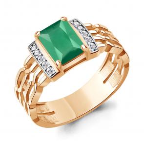 Кольцо из золочёного серебра AQUAMARINE с фианитом и агатом А65018909А-п фото