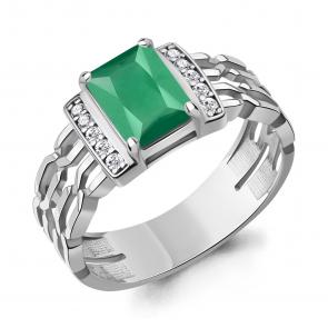 Серебряное кольцо AQUAMARINE с фианитом и агатом А65018909А фото