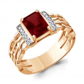 Кольцо из золочёного серебра AQUAMARINE с фианитом и гранатом А65018985А-п фото