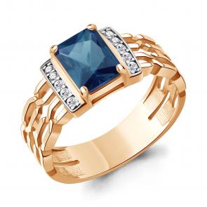 Кольцо из золочёного серебра AQUAMARINE с фианитом и Лондон топазом А65018993А-п фото