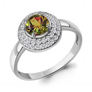 Серебряное кольцо AQUAMARINE с фианитом и султанитом А65019119А фото