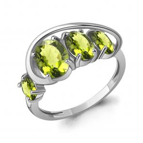 Серебряное кольцо AQUAMARINE с хризолитом А65019307 фото