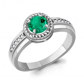 Серебряное кольцо AQUAMARINE с фианитом и гидротермальным изумрудом А650194АГ фото