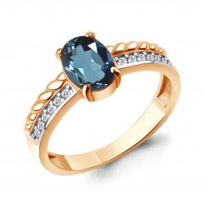 Кольцо из золочёного серебра AQUAMARINE с фианитом и Лондон топазом А65019808А-п фото