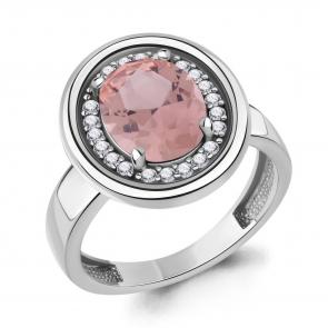 Серебряное кольцо AQUAMARINE с фианитом и морганитом А65019990А фото