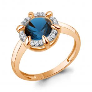 Кольцо из золочёного серебра AQUAMARINE с фианитом и Лондон топазом А65020593А-п фото