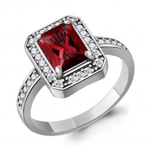 Серебряное кольцо AQUAMARINE с фианитом и гранатом А65020785А фото