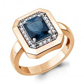 Кольцо из золочёного серебра AQUAMARINE с фианитом и Лондон топазом А65020893А-п фото