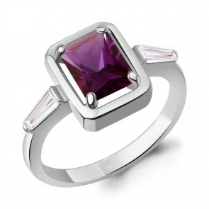 Серебряное кольцо AQUAMARINE с фианитом и аметистом А65020984 фото