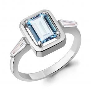 Серебряное кольцо AQUAMARINE с фианитом и турмалином А65020988 фото