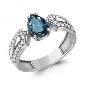 Серебряное кольцо AQUAMARINE с фианитом и Лондон топазом А65021508А фото