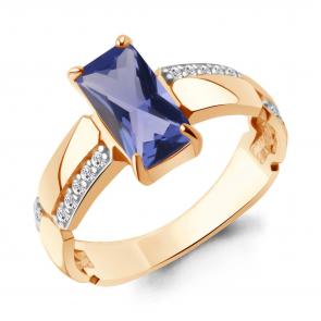 Кольцо из золочёного серебра AQUAMARINE с фианитом и танзанитом А650220603А-п фото