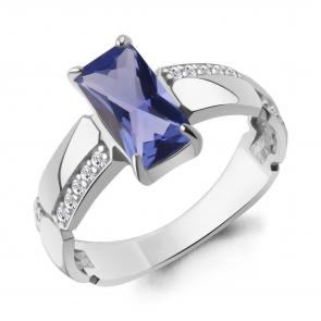 Серебряное кольцо AQUAMARINE с фианитом и танзанитом А650220603А фото