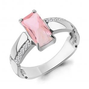 Серебряное кольцо AQUAMARINE с фианитом и морганитом А65022090А фото