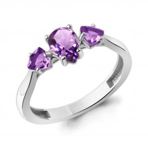 Серебряное кольцо AQUAMARINE с аметистом А65022204 фото