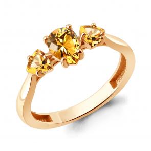 Кольцо из золочёного серебра AQUAMARINE с цитрином А65022206-п фото