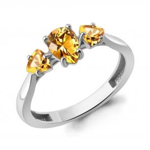 Серебряное кольцо AQUAMARINE с цитрином А65022206 фото