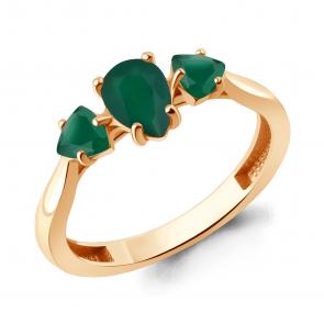 Кольцо из золочёного серебра AQUAMARINE с агатом А65022209-п фото