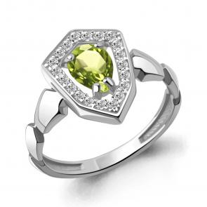 Серебряное кольцо AQUAMARINE с фианитом и хризолитом А65022407А фото