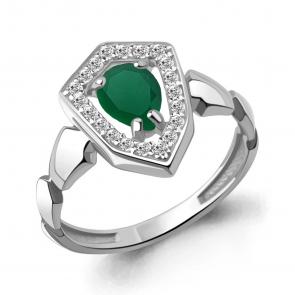 Серебряное кольцо AQUAMARINE с фианитом и агатом А65022409А фото