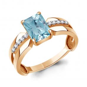 Кольцо из золочёного серебра AQUAMARINE с фианитом и турмалином А65022988А-п фото