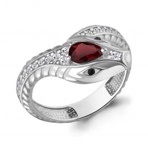 Серебряное кольцо AQUAMARINE с фианитом гранатом и ювелирным кристаллом А65023503АЧ фото
