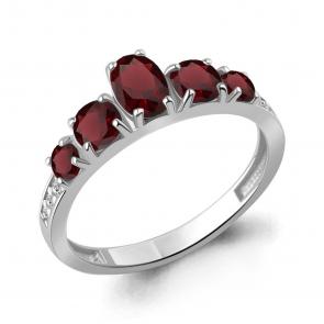 Серебряное кольцо AQUAMARINE с фианитом и гранатом А65023803А фото
