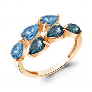 Кольцо из золочёного серебра AQUAMARINE с топазом и Лондон топазом А65024062-п фото
