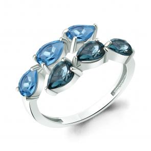 Серебряное кольцо AQUAMARINE с топазом и Лондон топазом А65024062 фото