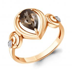 Кольцо из золочёного серебра AQUAMARINE с фианитом и кварцем А65025001А-пк фото