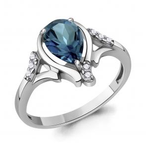 Серебряное кольцо AQUAMARINE с фианитом и Лондон топазом А65025408А фото