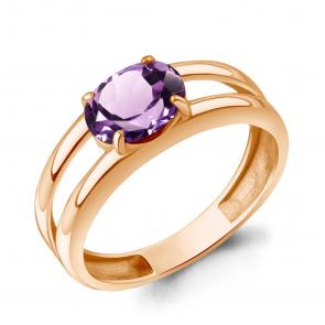 Кольцо из золочёного серебра AQUAMARINE с аметистом А65029404-п фото