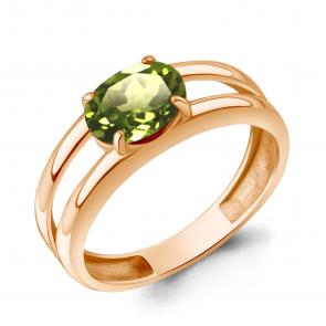 Кольцо из золочёного серебра AQUAMARINE с хризолитом А65029407-п фото