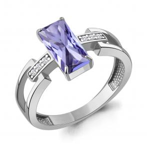 Серебряное кольцо AQUAMARINE с фианитом и танзанитом А650304603А фото