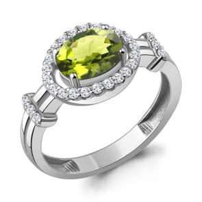 Серебряное кольцо AQUAMARINE с фианитом и хризолитом А65030507А фото