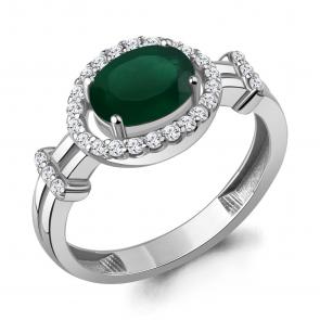 Серебряное кольцо AQUAMARINE с фианитом и агатом А65030509А фото