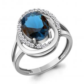 Серебряное кольцо AQUAMARINE с фианитом и Лондон топазом А65031093А фото