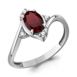 Серебряное кольцо AQUAMARINE с фианитом и гранатом А65032203А фото