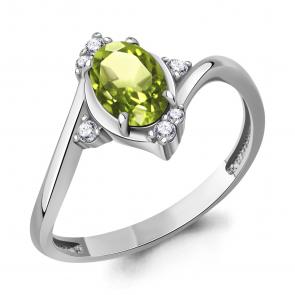 Серебряное кольцо AQUAMARINE с фианитом и хризолитом А65032207А фото