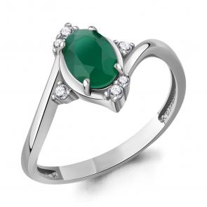 Серебряное кольцо AQUAMARINE с фианитом и агатом А65032209А фото