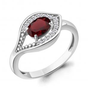 Серебряное кольцо AQUAMARINE с фианитом и гранатом А65032403А фото