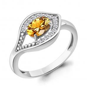 Серебряное кольцо AQUAMARINE с фианитом и цитрином А65032406А фото