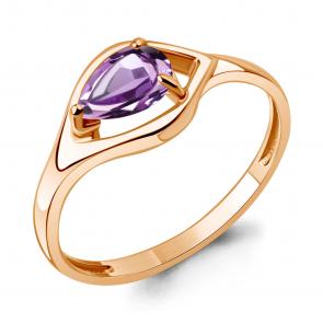 Кольцо из золочёного серебра AQUAMARINE с аметистом А65032504-п фото