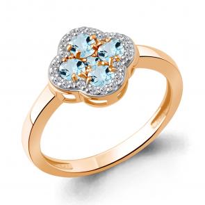 Кольцо из золочёного серебра AQUAMARINE с топазом и фианитом А65032802А-п фото