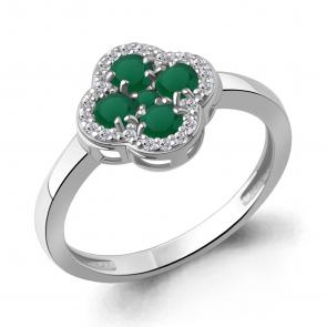 Серебряное кольцо AQUAMARINE с фианитом и агатом А65032809А фото