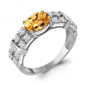 Серебряное кольцо AQUAMARINE с фианитом и цитрином А65034906А фото