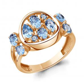 Кольцо из золочёного серебра AQUAMARINE с топазом А65037005-п фото