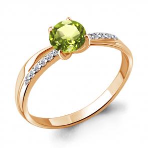 Кольцо из золочёного серебра AQUAMARINE с фианитом и хризолитом А6511907А-п фото